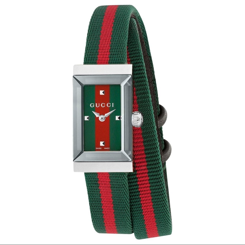 NEW Gucci Red Green Web G-Strap Timepiece Watch